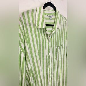 Old Navy Lime and White Boyfriend Shirt